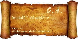 Oszkó Aladár névjegykártya